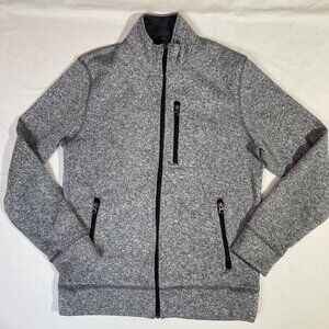 Sonoma Mens Size S Knit Fleece Full Zip Jacket Marled Gray Mock Neck Pockets